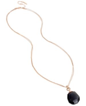 Kenneth Cole New York Rose Gold-tone Black Crystal & Stone Pendant Necklace, 33 + 3 Extender