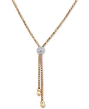 Diamond Two-tone Lariat Necklace (1/8 Ct. T.w.) In 14k Gold-plated Sterling Silver, 20 + 3 Extender