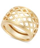 14k Gold-ring, Diamond-cut Lattice Ring