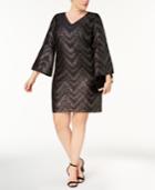 Jessica Howard Plus Size Glitter Chevron-stripe Dress