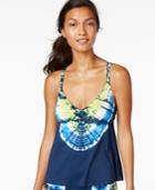 Lucky Brand Placed Print Racerback Tankini Top Women's Swimsuit