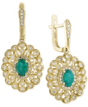 Effy Final Call Emerald (7/8 Ct. T.w.) And Diamond (1/4 Ct. T.w.) Drop Earrings In 14k Gold