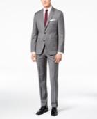 Hugo Boss Men's Slim-fit Medium Gray Mini-plaid Suit