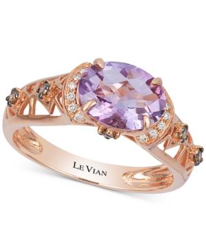 Le Vian Chocolatier Amethyst (1-3/8 Ct. T.w.) And Diamond (1/8 Ct. T.w.) Openwork Ring In 14k Rose Gold