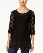 Style & Co. Polka-dot Lace Tunic, Only At Macy's