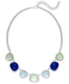 Charter Club Silver-tone Blue Stone Frontal Necklace
