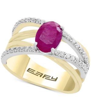 Final Call By Effy Ruby (1-3/8 Ct. T.w.) & Diamond (1/3 Ct. T.w.) Crisscross Ring In 14k Gold & White Gold