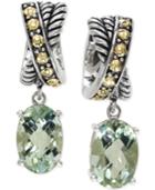 Effy Green Amethyst Earrings In 18k Gold And Sterling Silver (7-2/3 Ct. T.w.)