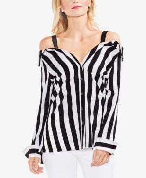 Vince Camuto Off-the-shoulder Striped Shirt