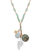 Lucky Brand Two-tone Multi-charm Beaded Pendant Necklace