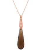 Smoky Quartz (9-3/4 Ct. T.w.) And Diamond (1/10 Ct. T.w.) Pendant Necklace In 14k Rose Gold