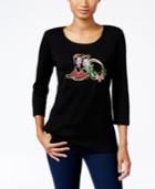 Karen Scott Petite Holiday Boots Graphic Top, Only At Macy's