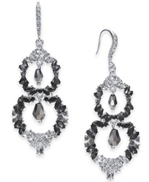 I.n.c. Silver-tone Black Ombre Crystal Double Drop Earrings, Created For Macy's