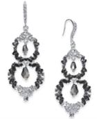 I.n.c. Silver-tone Black Ombre Crystal Double Drop Earrings, Created For Macy's