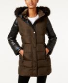 Calvin Klein Faux-fur-trim Mixed-media Water-resistant Puffer Coat