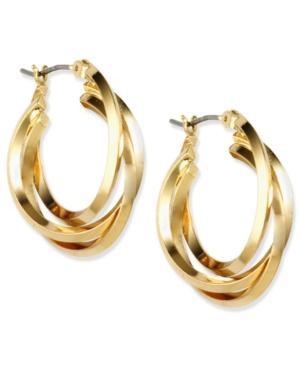 Anne Klein Gold-tone Three Ring Hoop Earrings