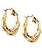 Anne Klein Gold-tone Three Ring Hoop Earrings