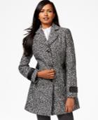 Inc International Concepts Faux-leather-trim A-line Tweed Coat, Only At Macy's
