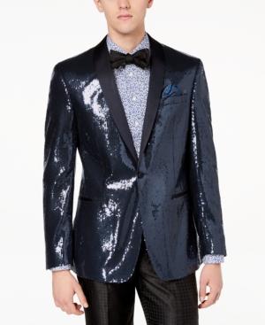 Tallia Orange Men's Modern-fit Navy Sequin Dinner Jacket
