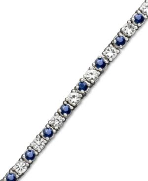 White Sapphire (2-3/4 Ct. T.w.) And Sapphire (2-1/2 Ct. T.w.) Bracelet In Sterling Silver