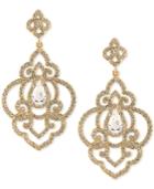 Carolee Gold-tone Vintage-inspired Pave Crystal Drop Earrings