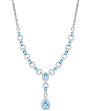 Blue Topaz (5-1/4 Ct. T.w.) And White Topaz (3/4 Ct. T.w.) Lariat Necklace In Sterling Silver