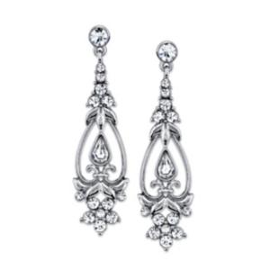 2028 Silver-tone Vintage Crystal Drop Earrings
