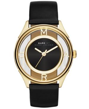 Marc By Marc Jacobs Women's Tether Black Leather Strap Watch 36mm Mbm1376