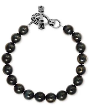 King Baby Men's Blue Tiger Eye Beaded Link Bracelet In Sterling Silver