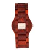 Earth Wood Bonsai Wood Bracelet Watch W/day/date Red 45mm