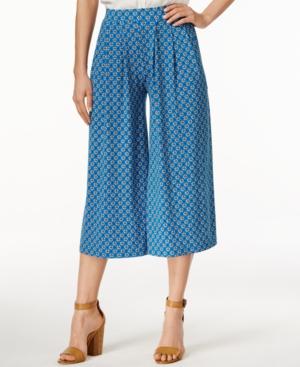 Cece Printed Wide-leg Cropped Pants
