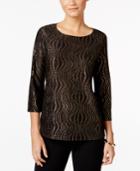 Jm Collection Petite Metallic Jacquard Top, Only At Macy's