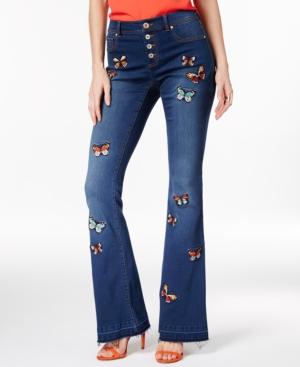 Inc International Concepts Butterfly-patch Flare-leg Jeans, Only At Macy's