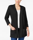 Karen Scott Petite Cotton Open-front Cardigan, Only At Macy's