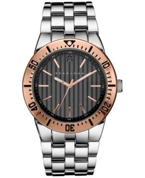 Sean John Men's Black Diamond Collection Diamond Accent Silver-tone Bracelet Watch 48mm 10030888