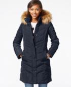 Tommy Hilfiger Faux-fur-trim Chevron Quilted Coat