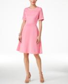 Ny Collection Illusion Lattice-trim A-line Dress