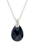 14k White Gold Necklace, Onyx (5-1/5 Ct. T.w.) And Diamond Accent Pendant