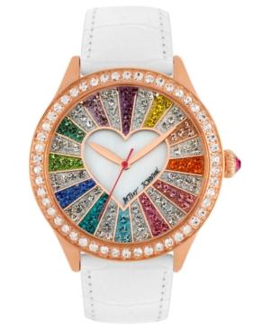 Betsey Johnson Watch, Women's White Leather Strap 42mm Bj00131-15