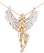Sis By Simone I. Smith Crystal Angel Pendant Necklace In 18k Gold Over Silver
