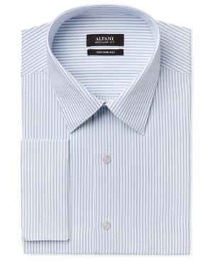 Alfani Men's Performance Teal Stripe French Cuff Dress Shirt, Only At Macy's