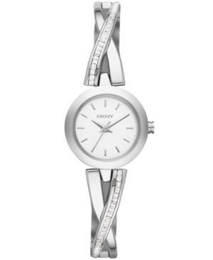 Dkny Women's Crosswalk Crystal Accent Stainless Steel Half-bangle Bracelet Watch 20mm Ny2173