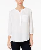 Nydj Pleat Back Split Neck Blouse