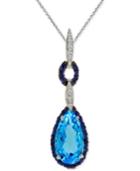 Le Vian Multi-gemstone (4 Ct. T.w.) & Diamond Accent Pendant Necklace In 14k White Gold