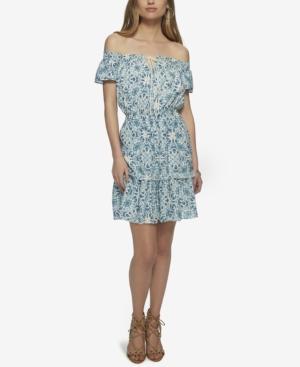 Jessica Simpson Yunice Printed Off-the-shoulder Ruffle Dress