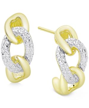 Diamond Accent Cable Link Drop Earrings In 18k Gold-plated Sterling Silver