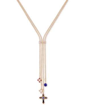 Guess Gold-tone Crystal Multi-charm Lariat Necklace, 24 + 2 Extender