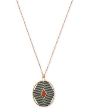 Vince Camuto Rose Gold-tone Ornately Engraved Disc Pendant Necklace