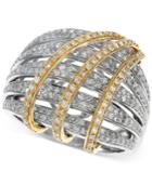 Duo By Effy Two-tone Diamond Crossover Ring (1-1/10 Ct. T.w.) In 14k Gold