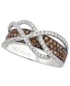 Le Vian Chocolate And White Diamond Crossover Ring In 14k White Gold (1-1/10 Ct. T.w.)